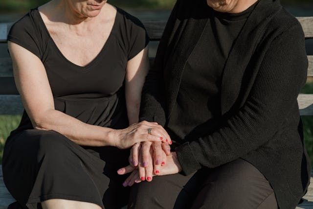 Woman showing support in time of grief.