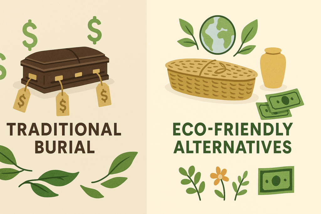 Movie-themed funeral memorial with film posters, popcorn bar, and cinema decorations celebrating film enthusiast's passion