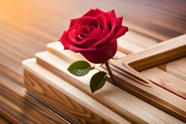 Image of rose in wood, symbolizing someone writing an obituary.