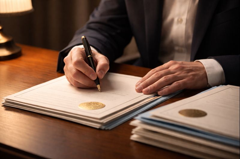 Hands completing death certificate request paperwork for vital records office