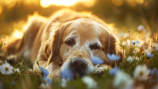 eco-friendly pet cremation image of a dog in flowers