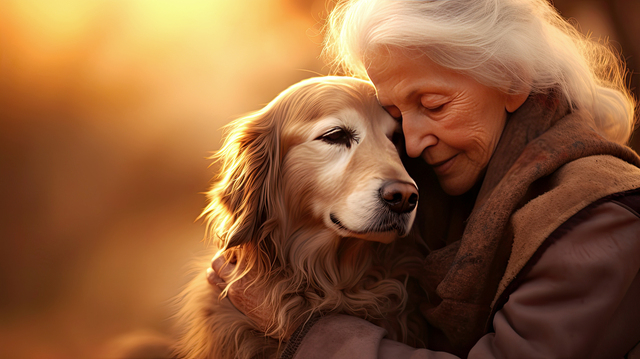 older woman experiencing pet loss and she is grieving.