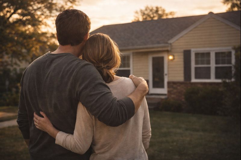 Unmarried couple viewing their shared home representing importance of proper property titling