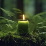 burning candle on moss depicting green burials and environmentally friendly funerals.