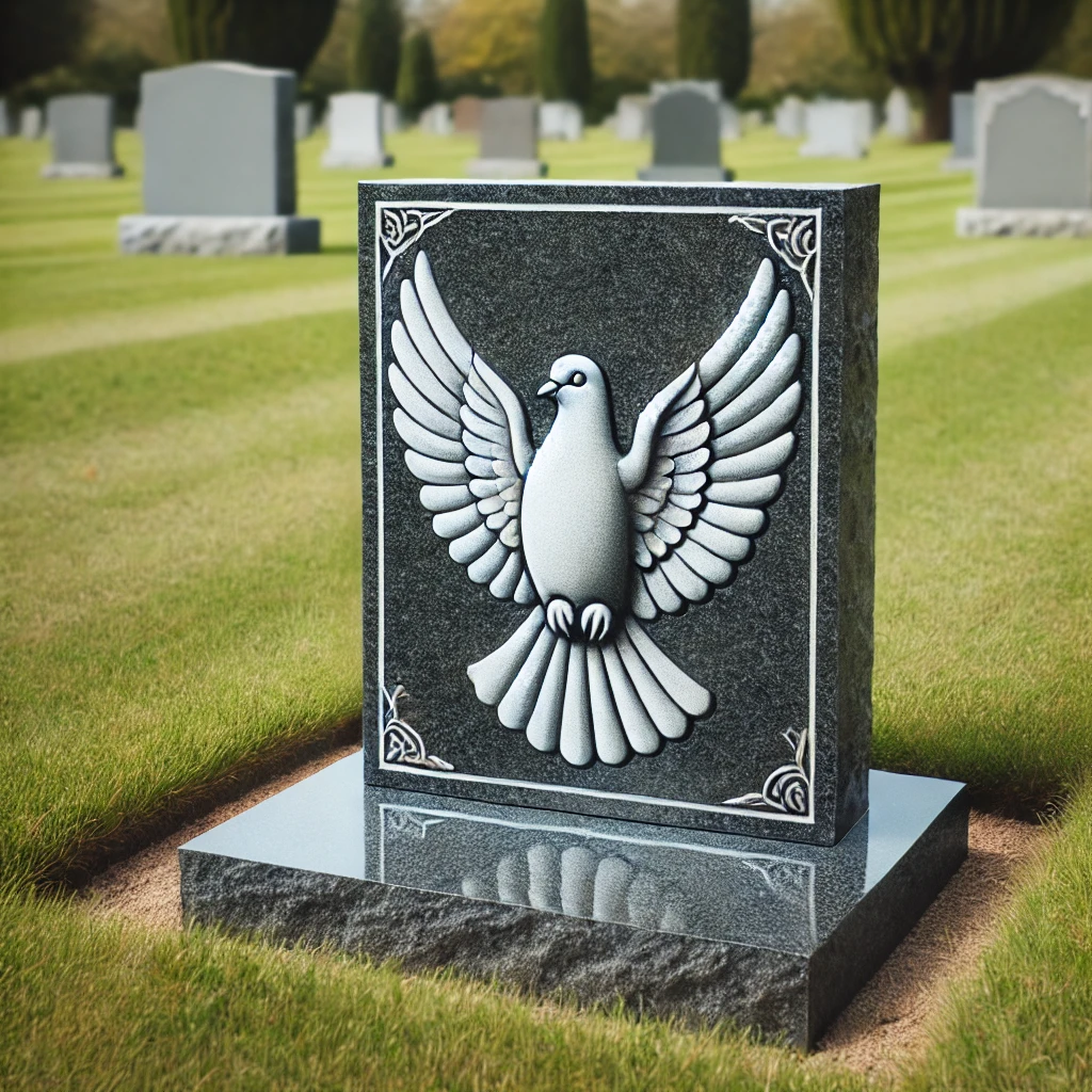 Carved dove cemetery marker symbol meaning