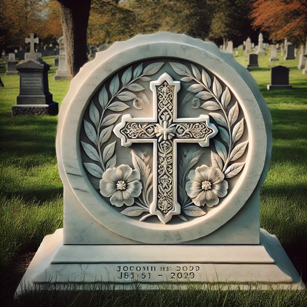 Cross with floral design grave marker meaning and symbolism