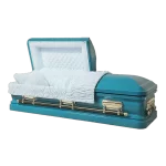 photo of a turquoise Aurora casket