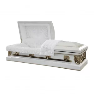 image of white last supper casket