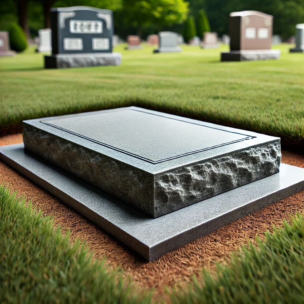 granite flat grave marker in cemetery