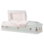 Image of a Monroe white caseket