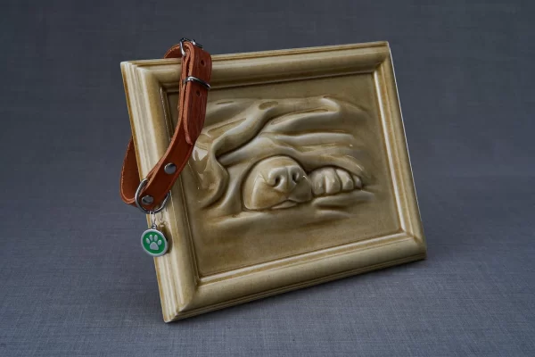 Image of Pulvis art dark sand pet dog cremation urn.