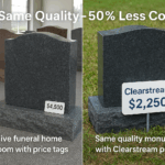 Clearstream monuments cost comparison funeral home vs direct pricing 2025