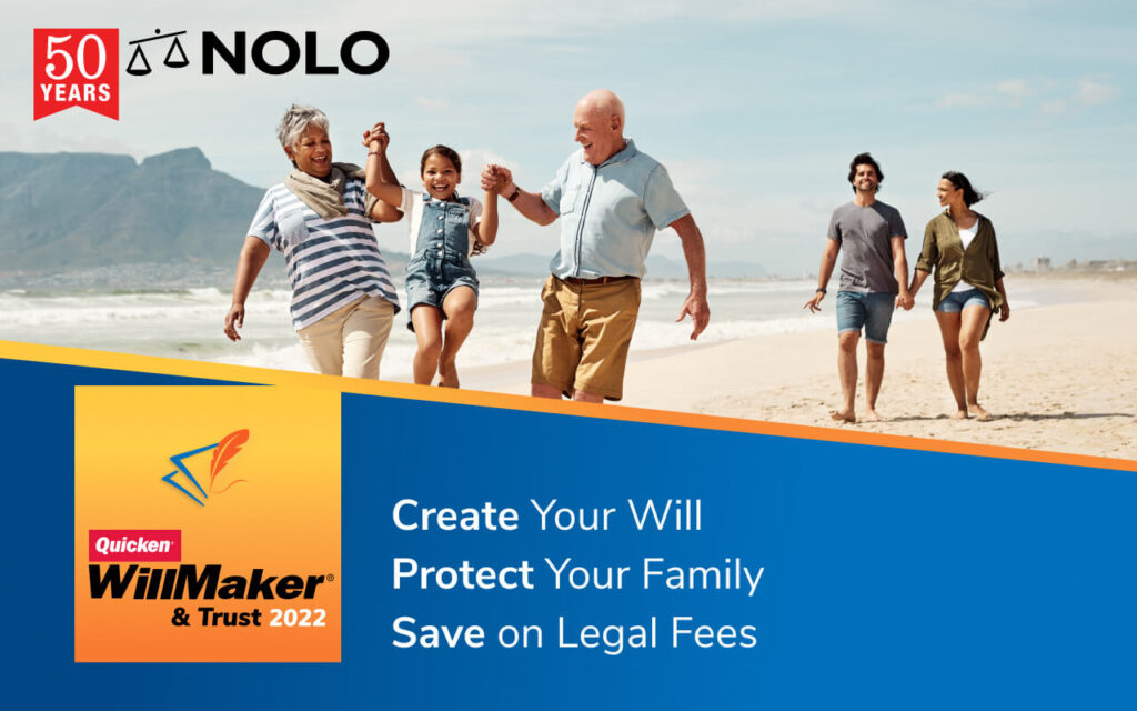 Family enjoying time together on the beach, representing peace of mind with Quicken WillMaker & Trust — America’s #1 estate planning software.