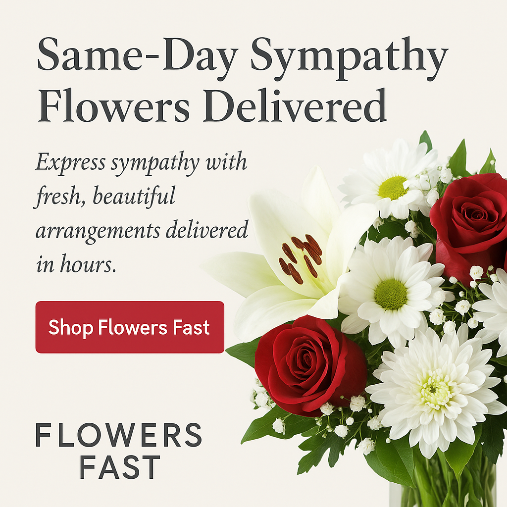 Same-day sympathy flowers delivered quickly with fresh arrangements from Flowers Fast