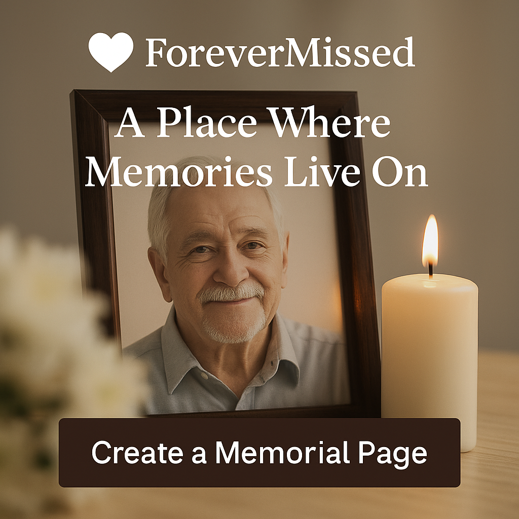 ForeverMissed hero image with framed photo, candle, and flowers symbolizing remembrance and lasting online memorials