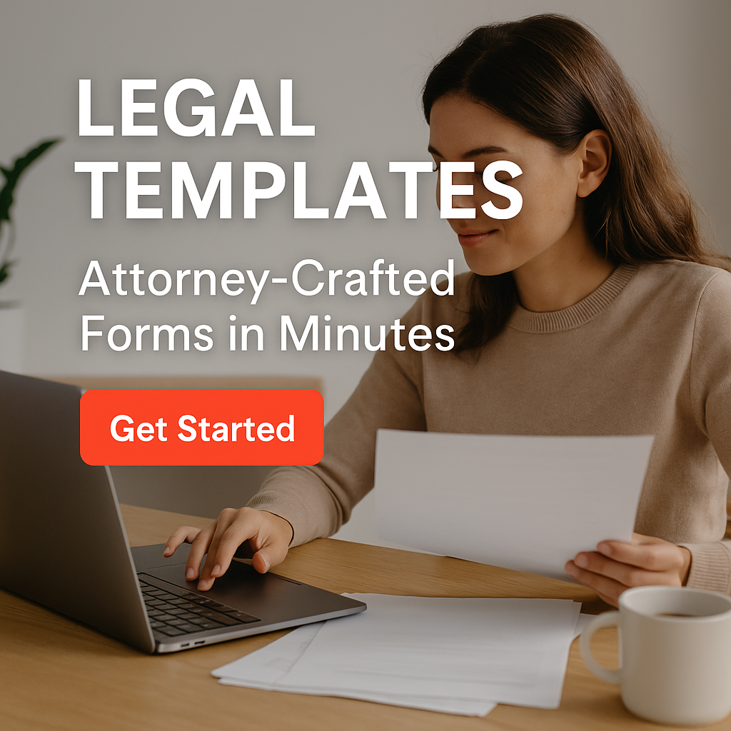 Woman using Legal Templates online to create attorney-crafted legal forms in minutes