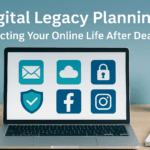 Digital Legacy Planning: Protecting Your Online Life After Death Modern digital legacy planning concept showing organized online accounts and secure password management for estate planning