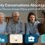 Family Conversations About Legacy: How to Discuss Estate Plans and End-of-Life Wishes Multigenerational family having supportive conversation about estate planning and legacy wishes in warm, comfortable setting