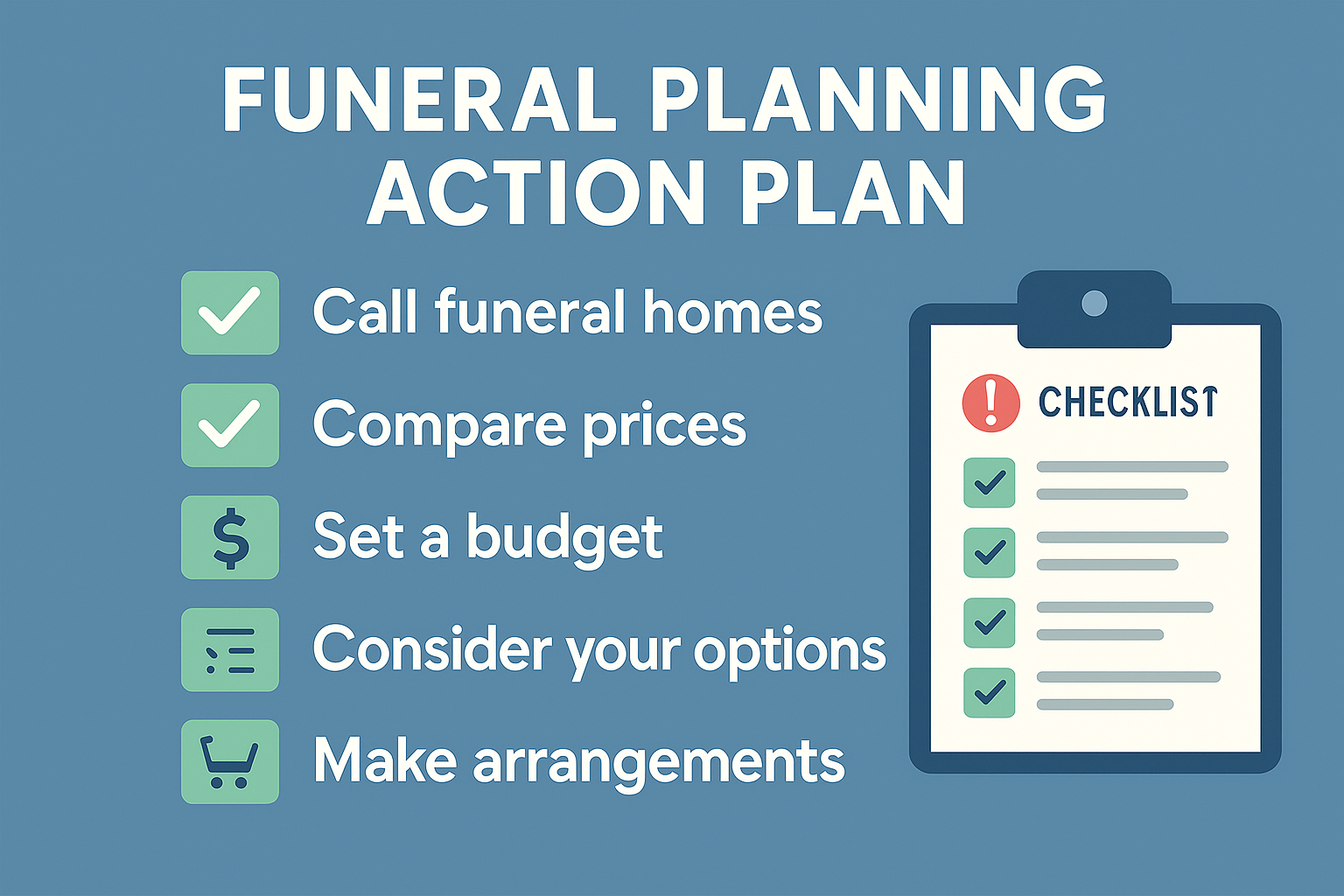 Step-by-step checklist for funeral planning decisions during the critical 72-hour window