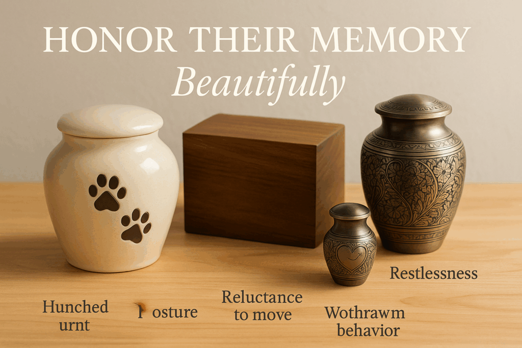 Collection of beautiful handcrafted pet cremation urns and memorial keepsakes for honoring deceased dogs with dignity and artistry