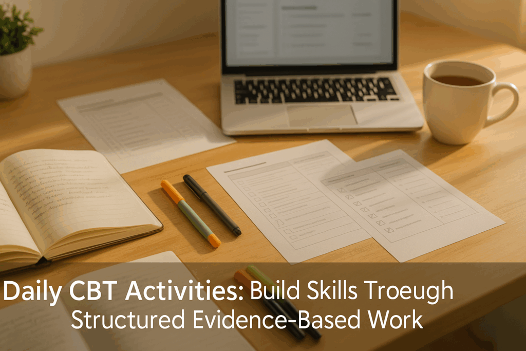 Cognitive Behavioral Therapy (CBT) worksheets and daily activities for grief processing