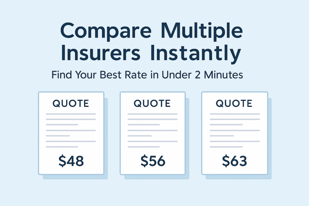 Visual comparison of life insurance quotes from multiple carriers showing price differences