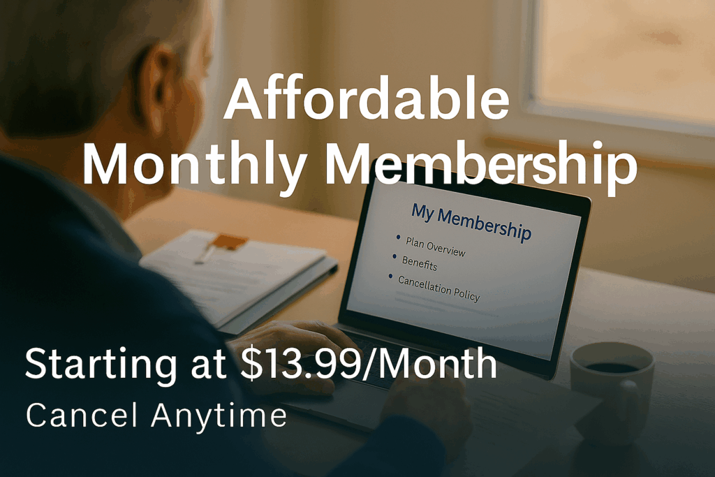 Person reviewing Cremation Club membership benefits showing satisfaction with affordable monthly planning option