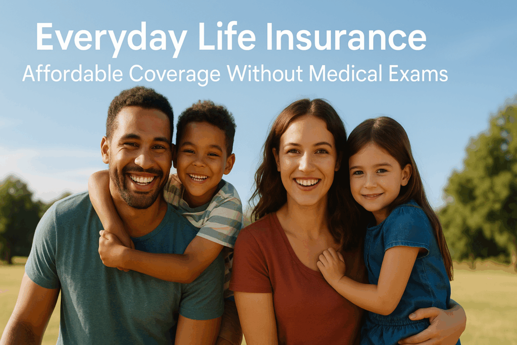 Happy family enjoying park together representing life insurance protection and financial security