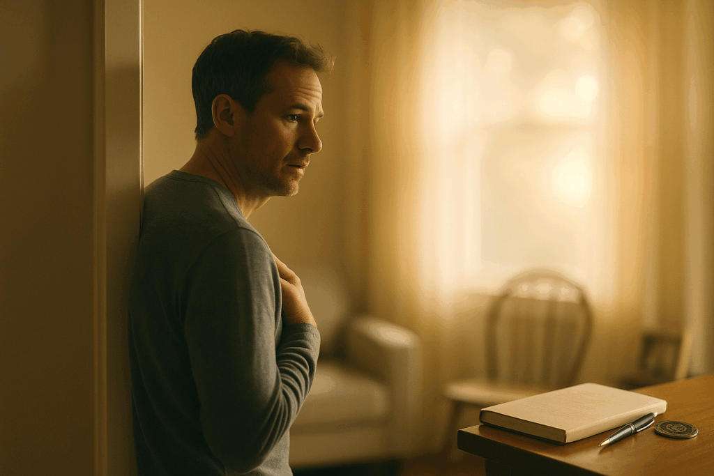 Person experiencing the sensation of deceased loved one's presence during normal grief
