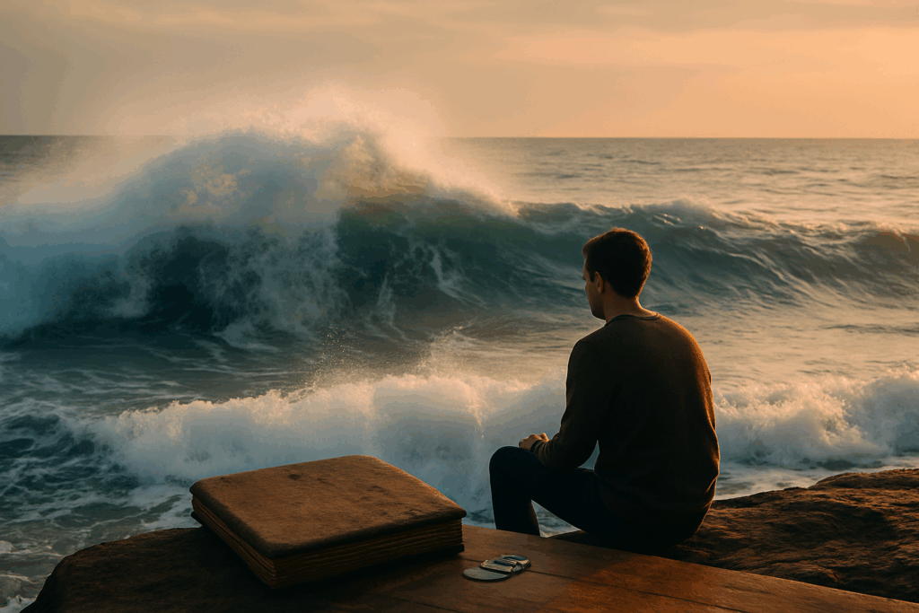 Ocean waves representing grief resurfacing and coming in unexpected waves over time