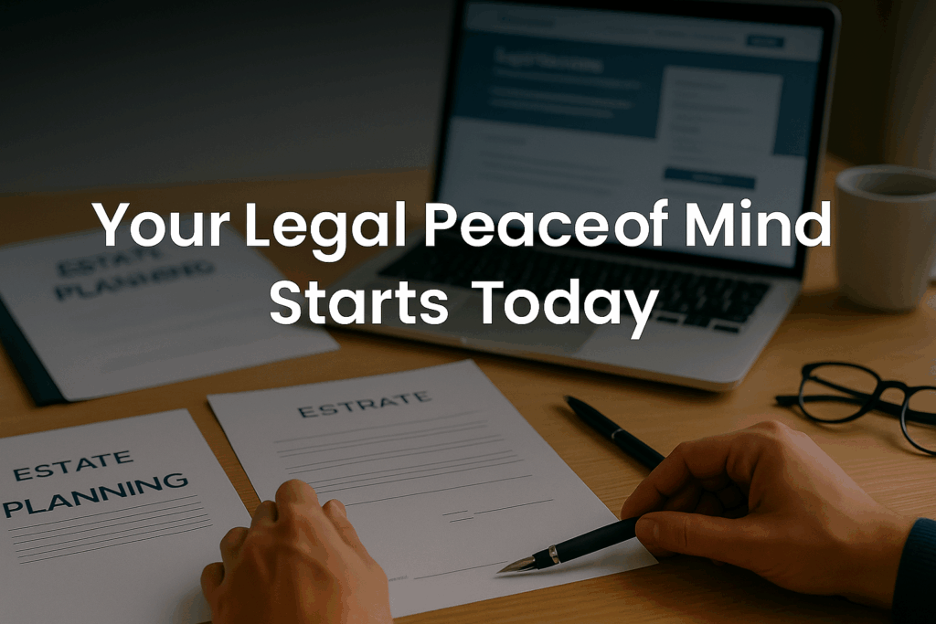 Hands confidently signing completed estate planning legal documents on professional desk