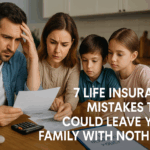 Family reviewing life insurance documents at home to avoid coverage mistakes and protect their financial future