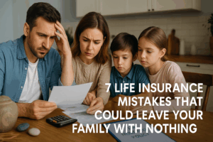 Family reviewing life insurance documents at home to avoid coverage mistakes and protect their financial future