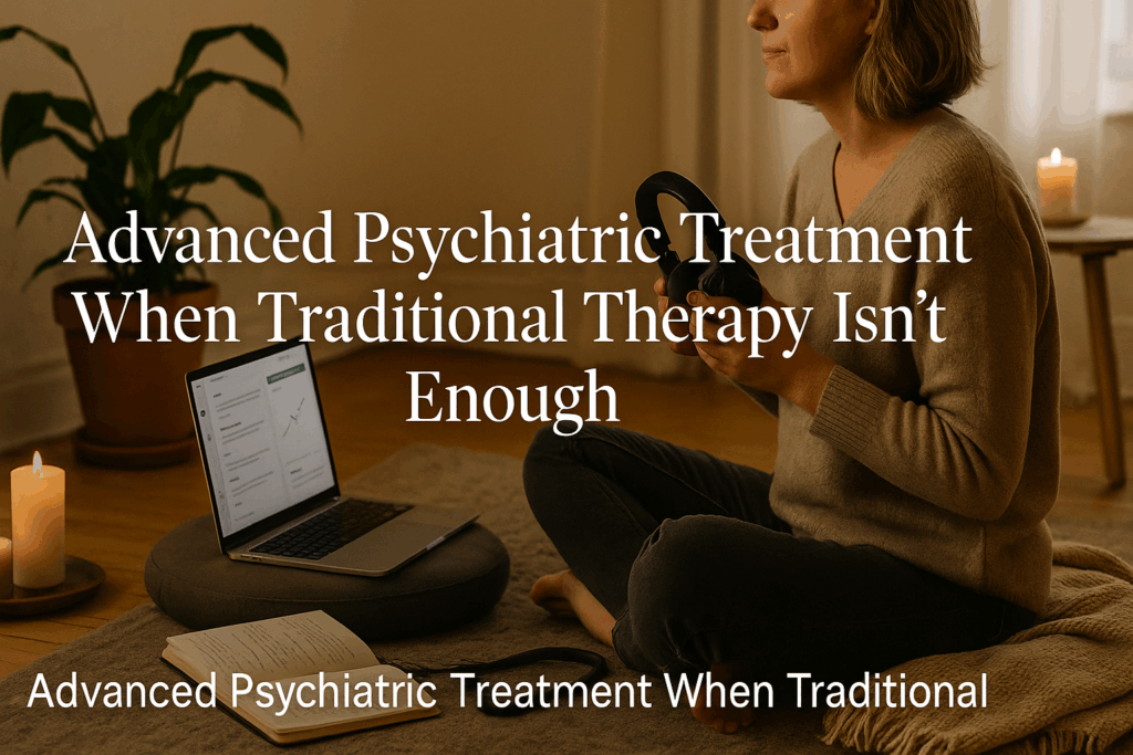 Person preparing for medically supervised ketamine therapy session through Mindbloom