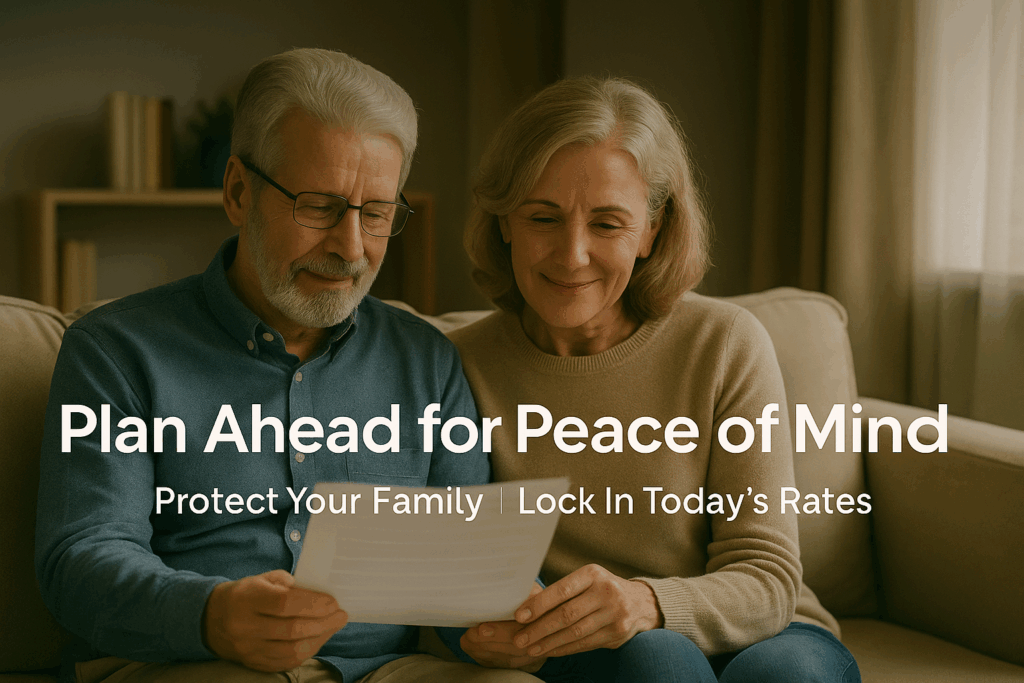 Couple planning ahead for cremation services showing relief and security from advance arrangements