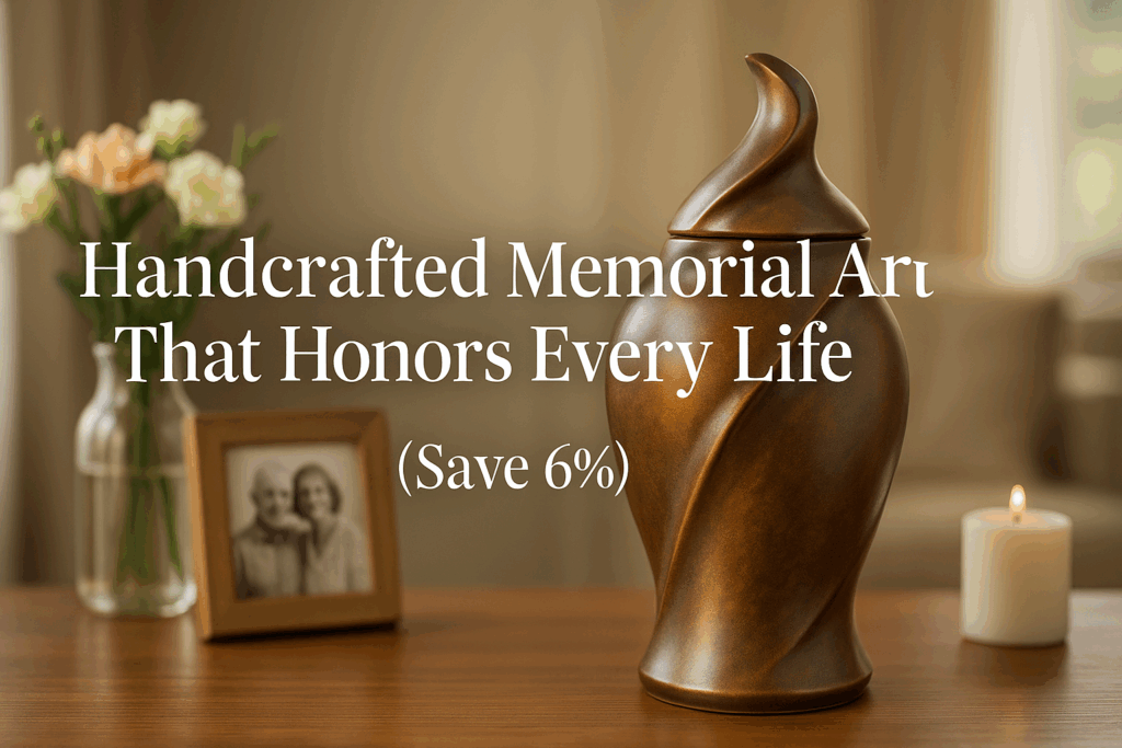 Beautiful handcrafted Pulvis art urn displayed as memorial tribute with elegant design