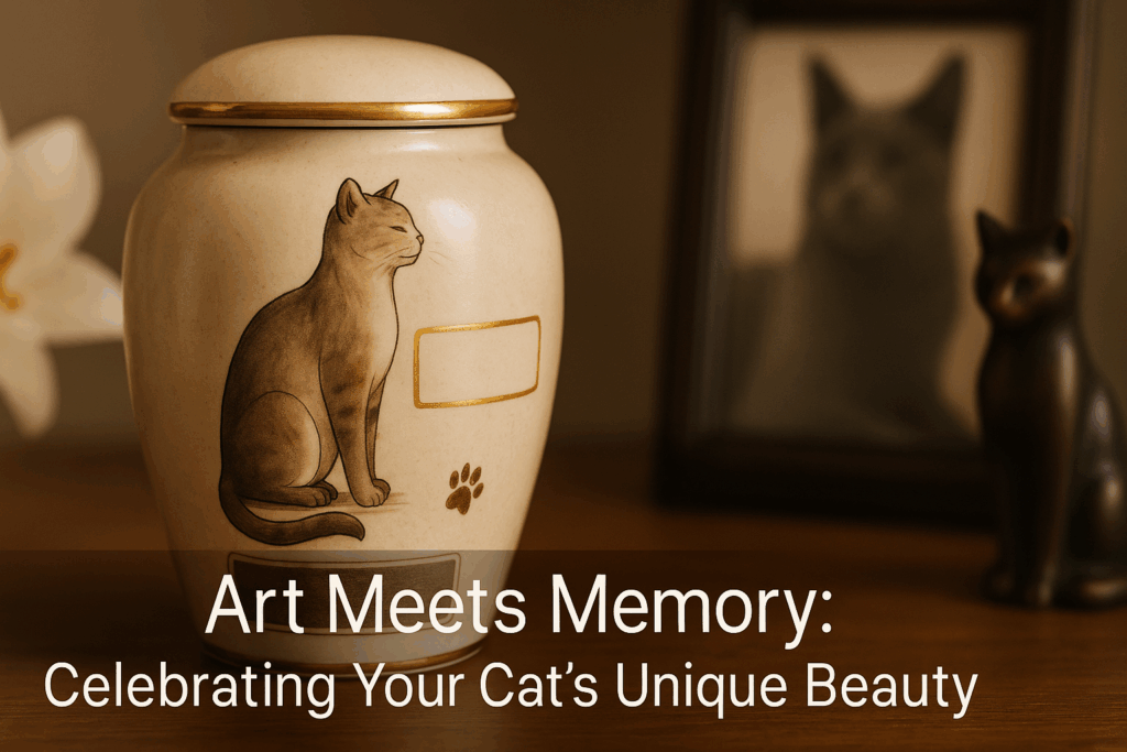 Artistic Pulvis cat urns with personalized designs reflecting feline personalities