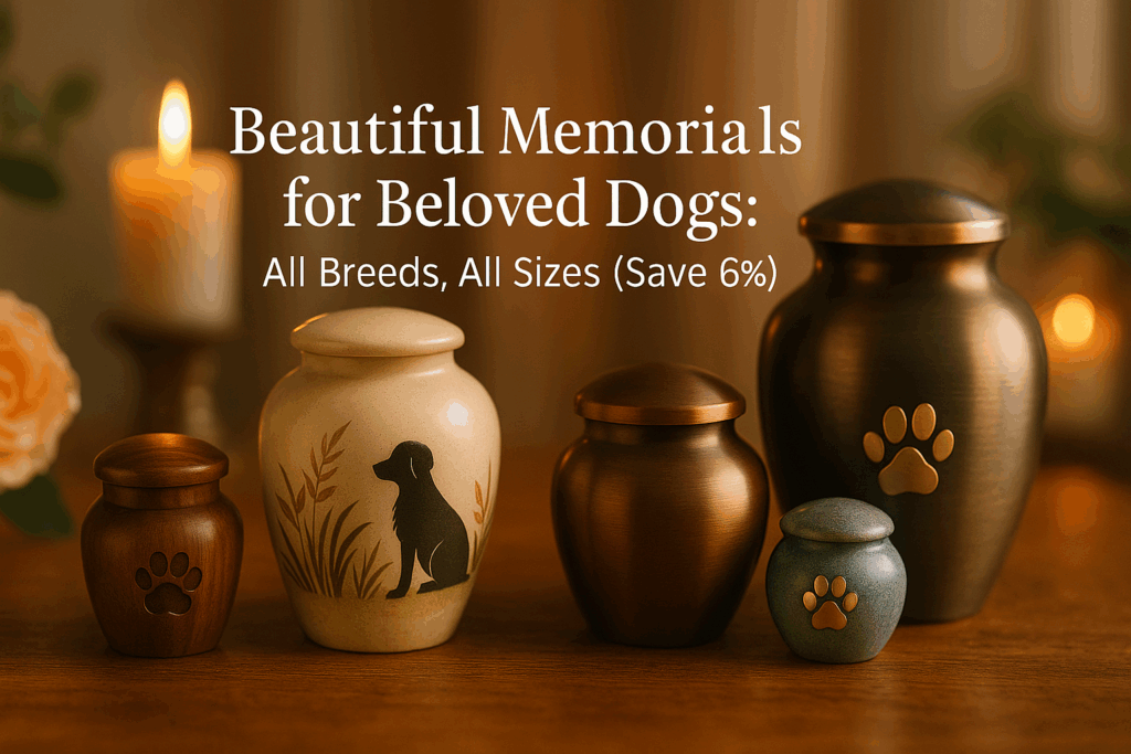 Beautiful Pulvis dog cremation urns for all breeds from small to large dogs