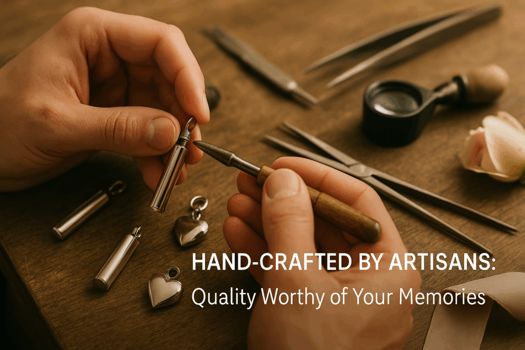 Skilled artisan craftsmanship in Pulvis hand-crafted memorial jewelry