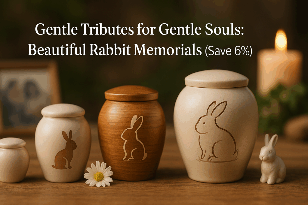 Beautiful Pulvis rabbit and bunny cremation urns showing gentle artistic designs
