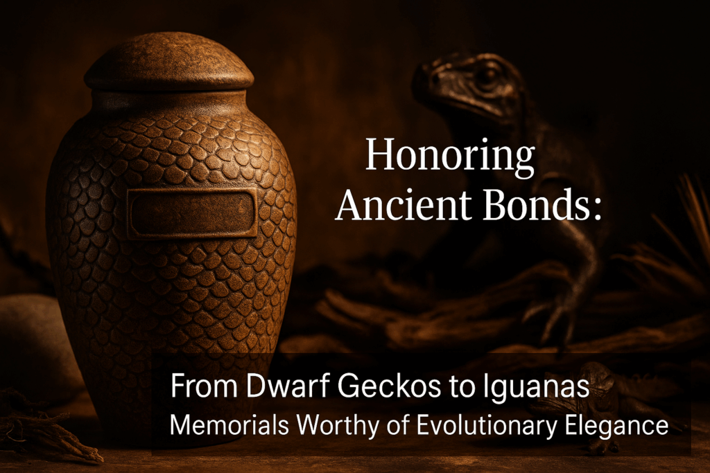 Beautiful reptile cremation urn displayed honoring prehistoric companion's ancient beauty