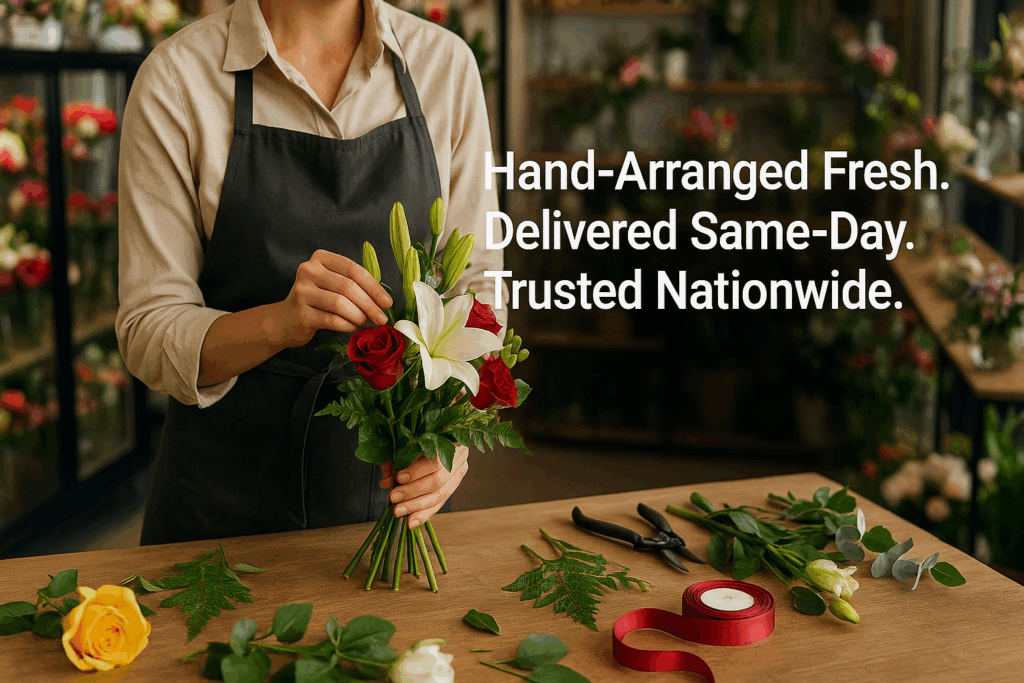 Fresh sympathy flowers being delivered same-day by local Teleflora florist