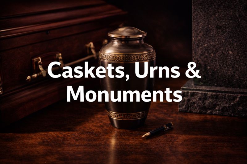 Caskets, urns, monuments and memorial products directory