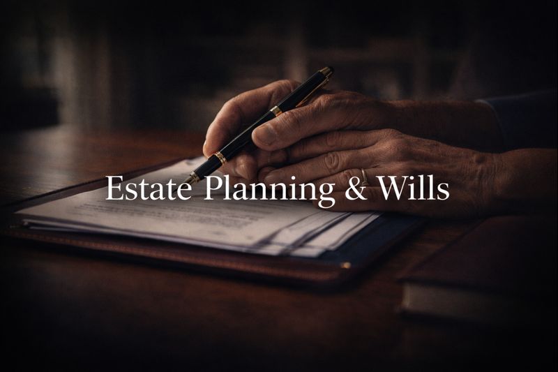 Estate planning and wills services - hands signing legal documents with fountain pen