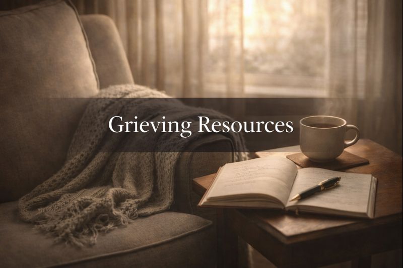 Grief support resources including counseling, therapy, memorial products, and pet loss support