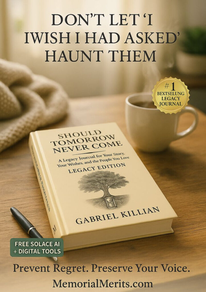 Should Tomorrow Never Come Legacy Edition journal on table with free Solace AI grief planning assistant access