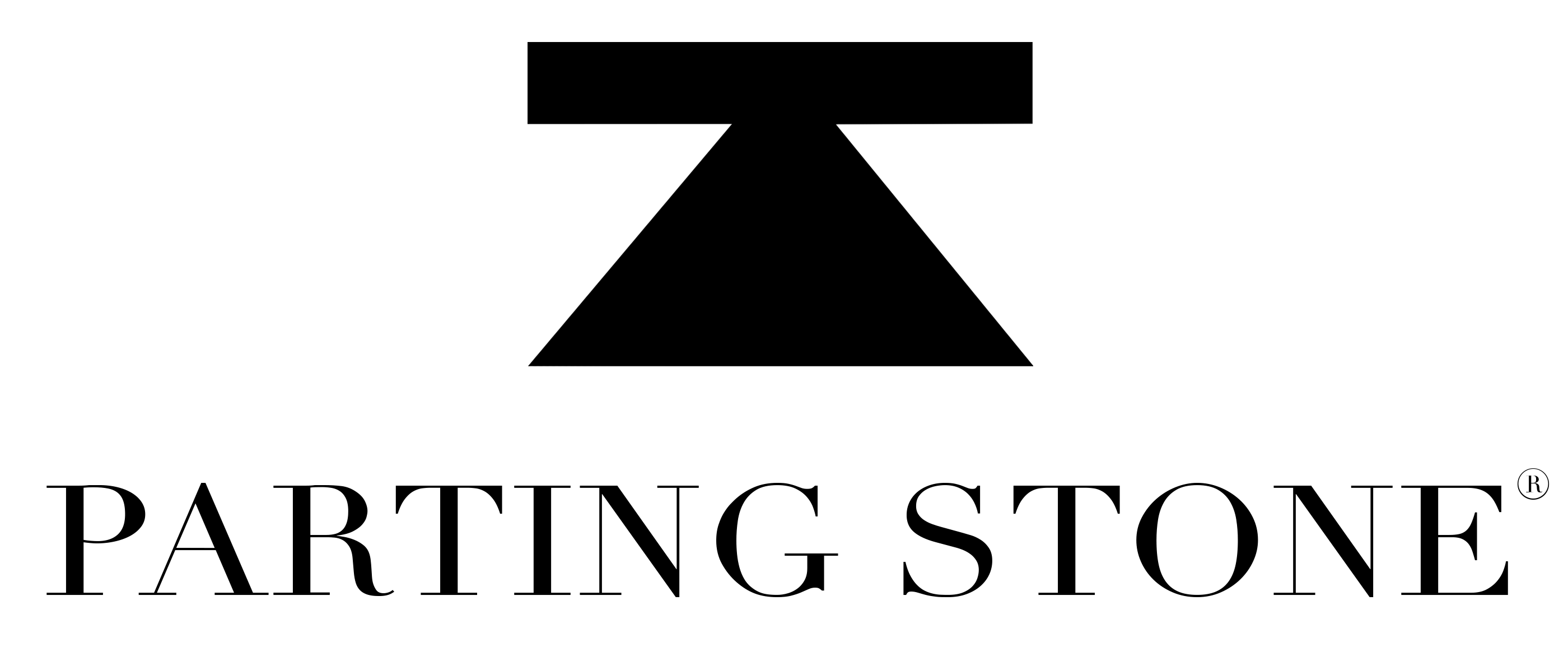 Parting Stone logo, patented solidification service transforming cremation ashes into holdable natural stones for families and pets