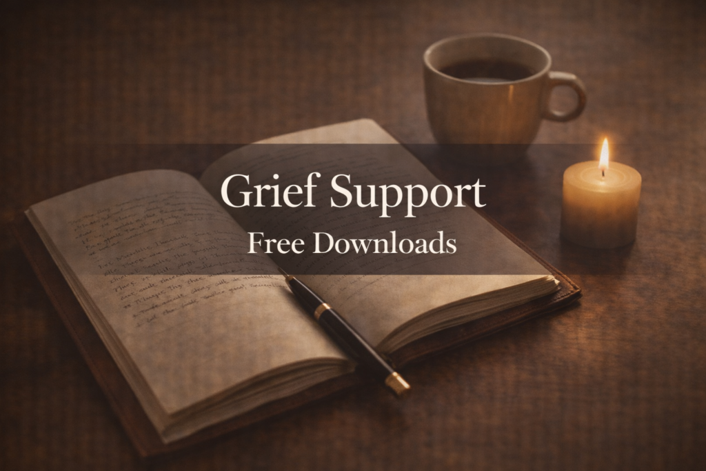 Grief support free downloadable PDF guides, trackers, journal prompts, and caregiver resources from Memorial Merits