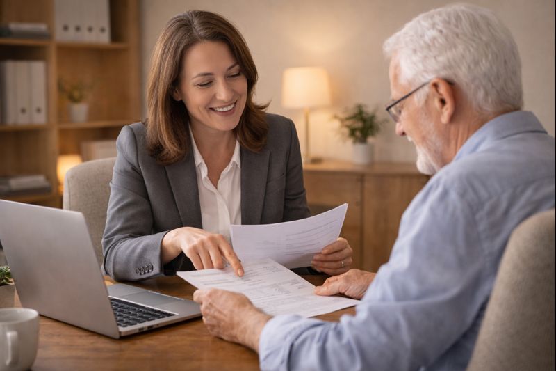 Financial advisor providing personalized retirement income guidance to client representing Annuity.org consultation process