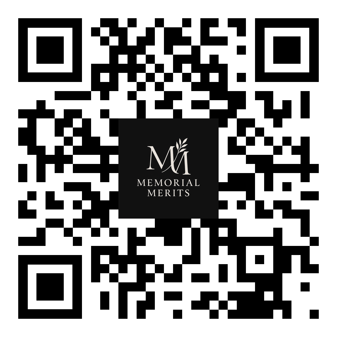 Memorial Merits branded QR code linking to LegalShield affordable legal protection and probate help membership